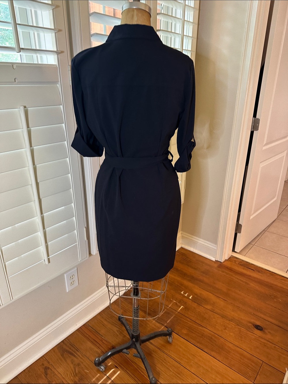Michael Kors BlackZip-Front Shirt Dress with Tie Belt - Picture 3 of 5